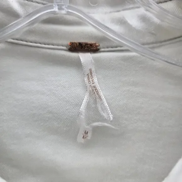 Free People Dynamite White Denim Mini Shirt Dress Snap Front Long Sleeves SZ Med - Picture 2 of 7